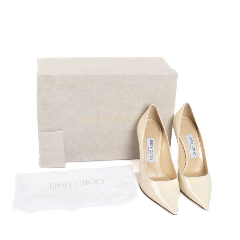 Jimmy Choo Linen Patent Leather Love 100 Pumps size 37 Labellov Buy and Sell Authentic Luxury
