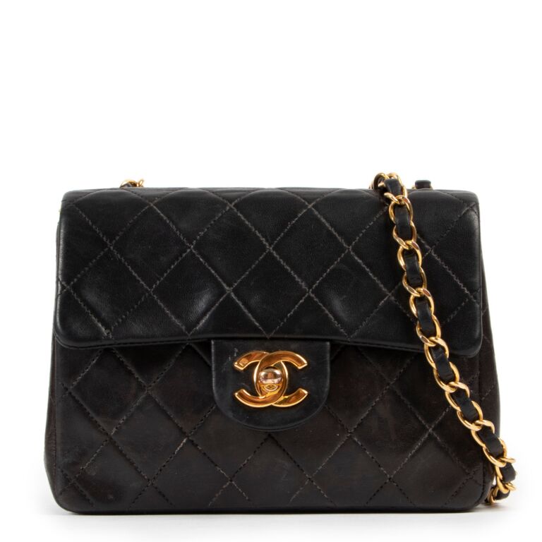 Chanel Black Classic Lambskin Mini Square Flap Bag ○ Labellov