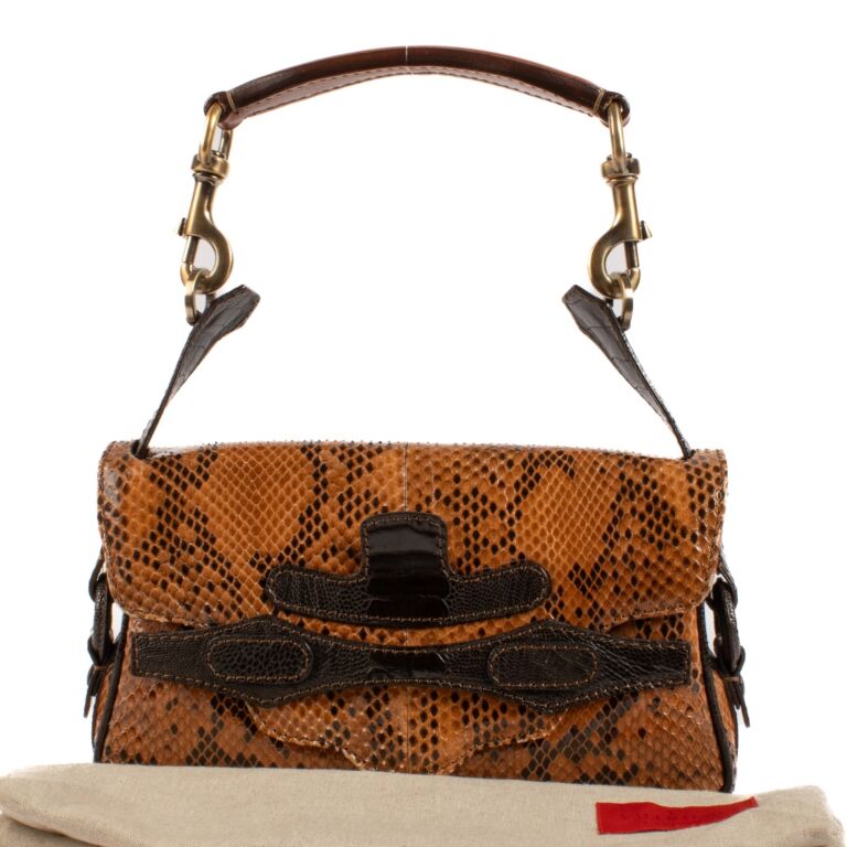 Valentino Garavani Vintage Brown Python Bag Labellov Buy and Sell Authentic Luxury