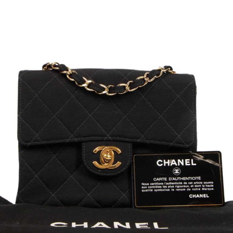 Chanel Mini Square Flap Bag Charcoal Gray - Goatskin