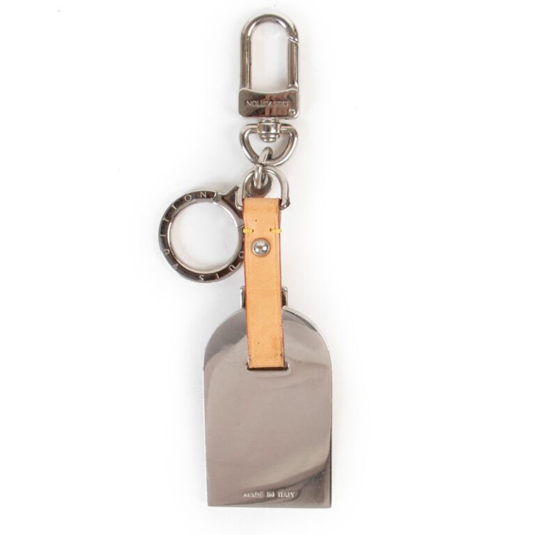 Authentic Louis Vuitton LV Large Stainless Steel Luggage Tag Key Chain CK 1100