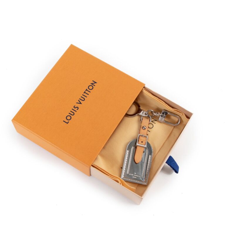 Louis Vuitton Silver Metal Luggage Tag Key Ring ○ Labellov