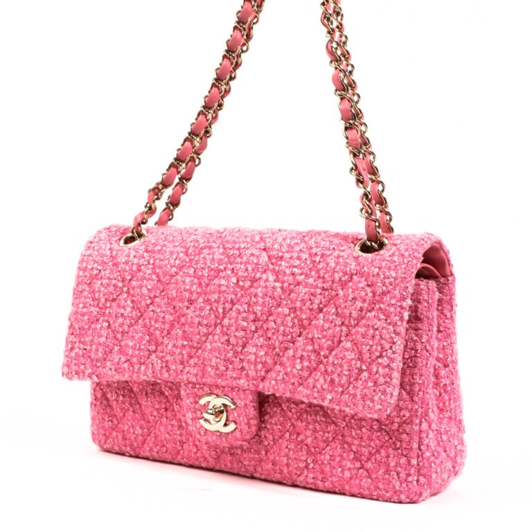 Chanel Pink Tweed Medium Classic Flap Bag ○ Labellov ○ Buy and