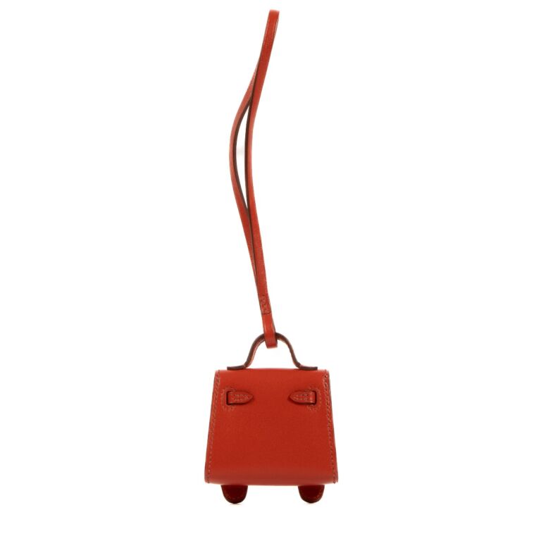 HERMES Bijoux de SAC Kelly doll Bag Charm Tadelakt Sanguine Nata 90201736