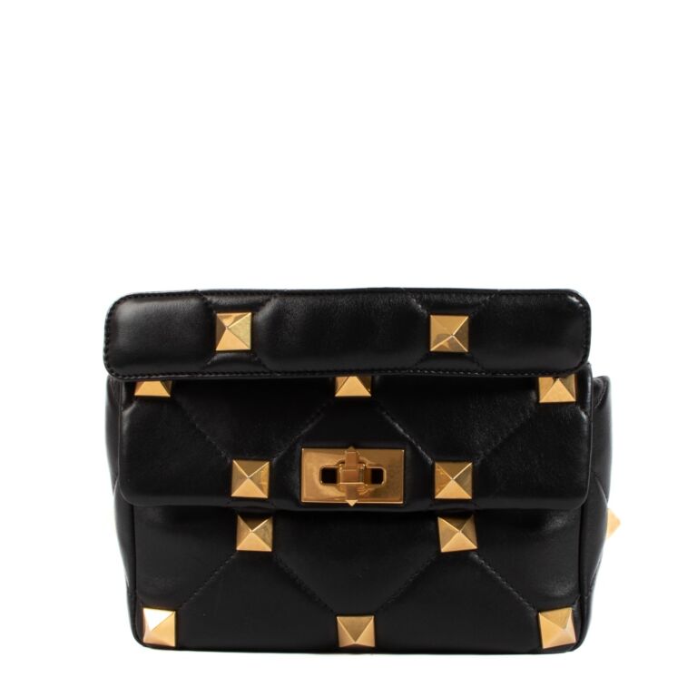 Valentino Garavani Black Medium Roman Stud Bag Labellov Buy