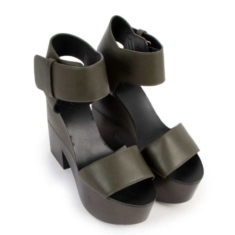 Celine ✨セリーヌwedge sandals in leather CELINE Leather Criss-Cross Espadrille Wedge Sandal Heels