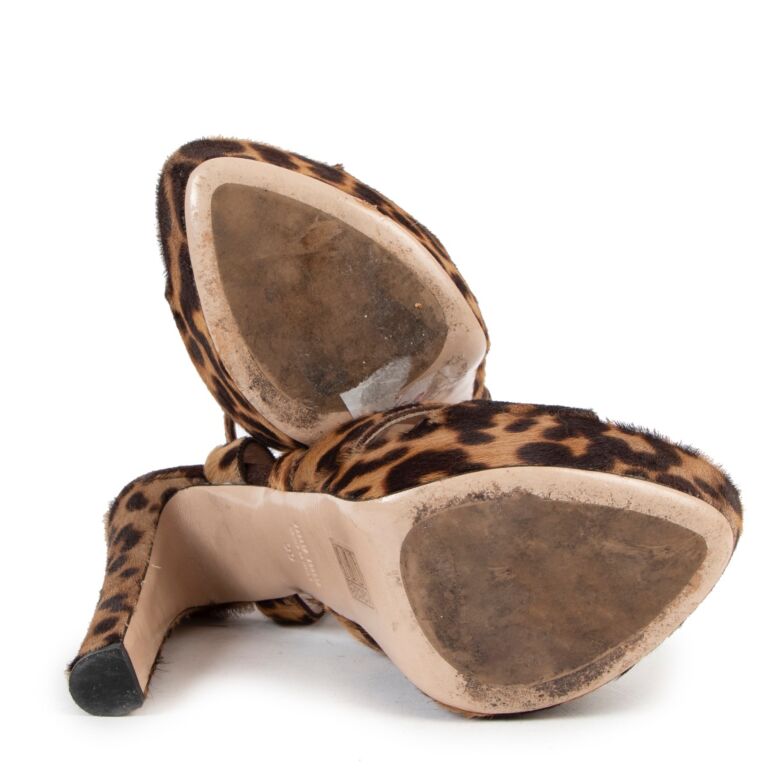 Miu Miu Leopard Ponyhair Platform Sandals- Size 39