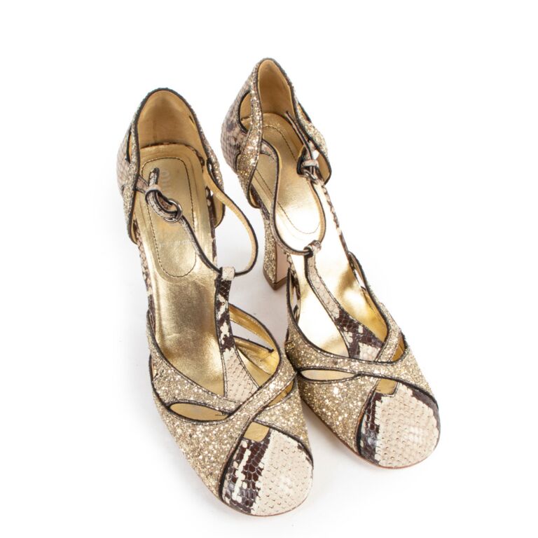Miu miu 2024 gold glitter shoes