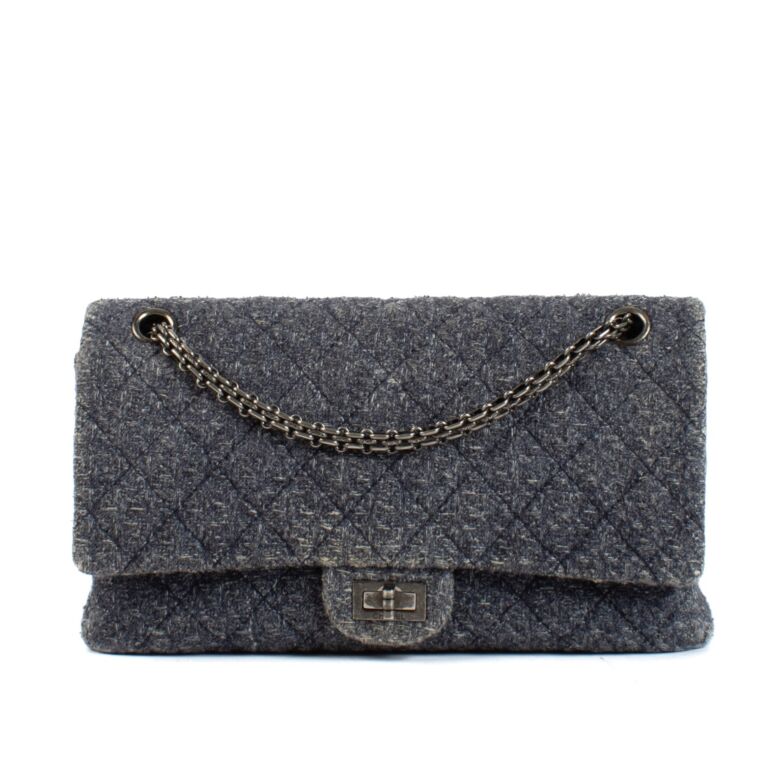Chanel Blue Tweed Medium 2.55 Double Flap Bag Labellov Buy and Sell Authentic Luxury