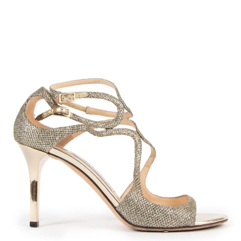 Gold glitter strappy heels cheap
