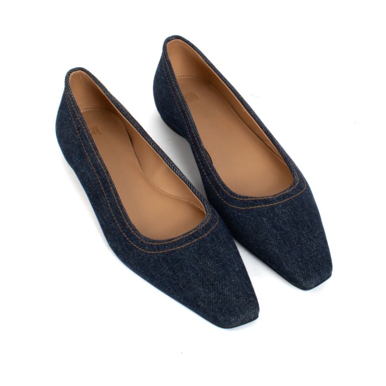 Blue denim flats new arrivals