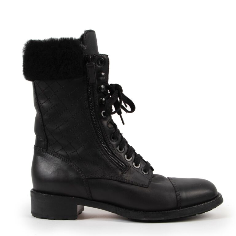 Leather biker boots Chanel Black size 37 EU in Leather - 31395274