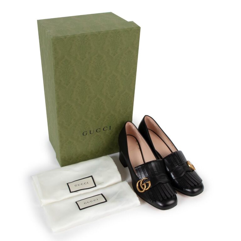 Gucci leather mid heel pump top