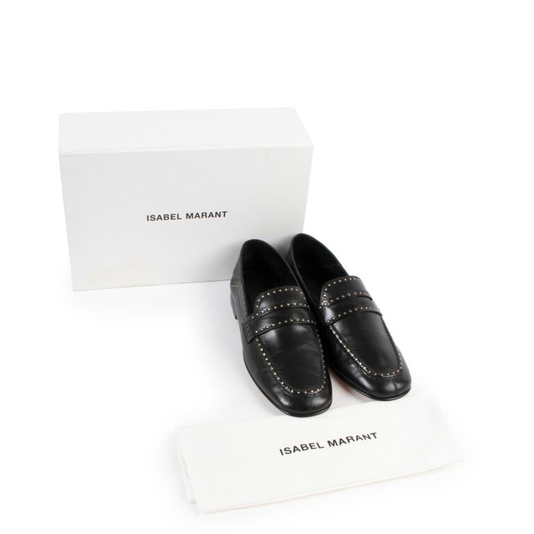 Isabel Marant Black Studded Fezzy Foldable Loafers Size 38 Labellov Buy and Sell Authentic Luxury