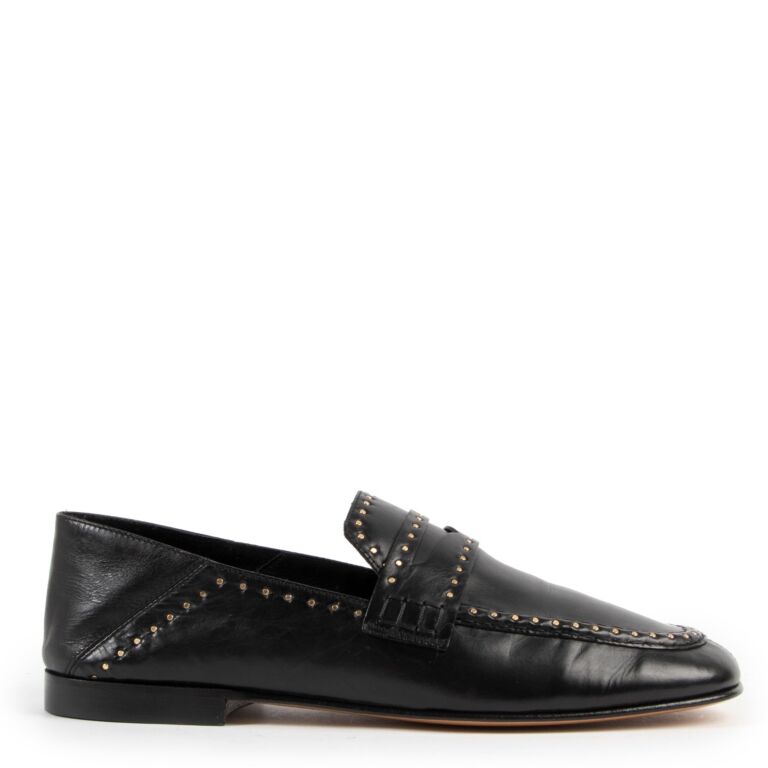 Isabel Marant Black Studded Fezzy Foldable Loafers Size 38 Labellov Buy and Sell Authentic Luxury