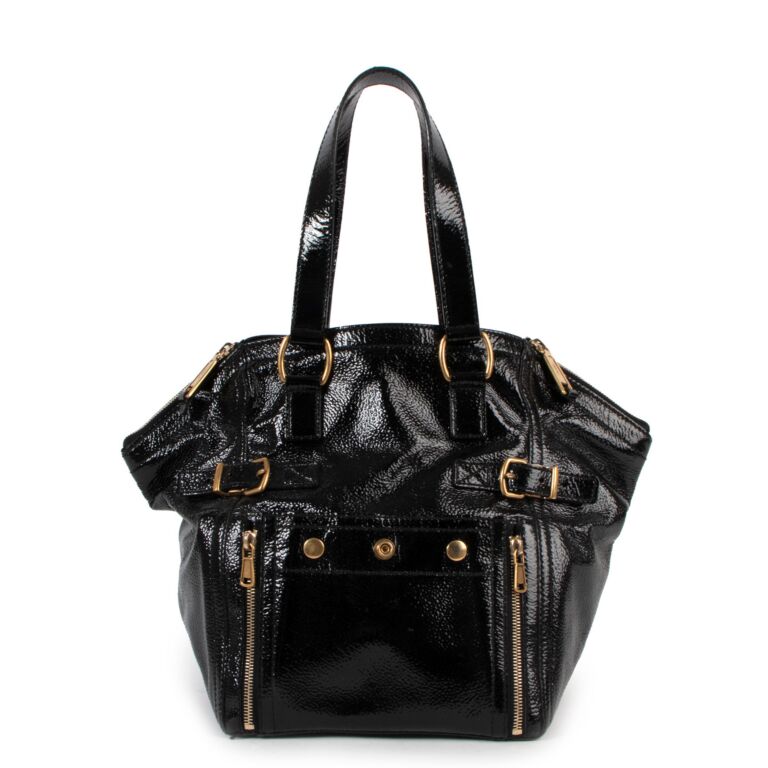 Yves Saint Laurent Black Patent Downtown Shoulder Bag Labellov