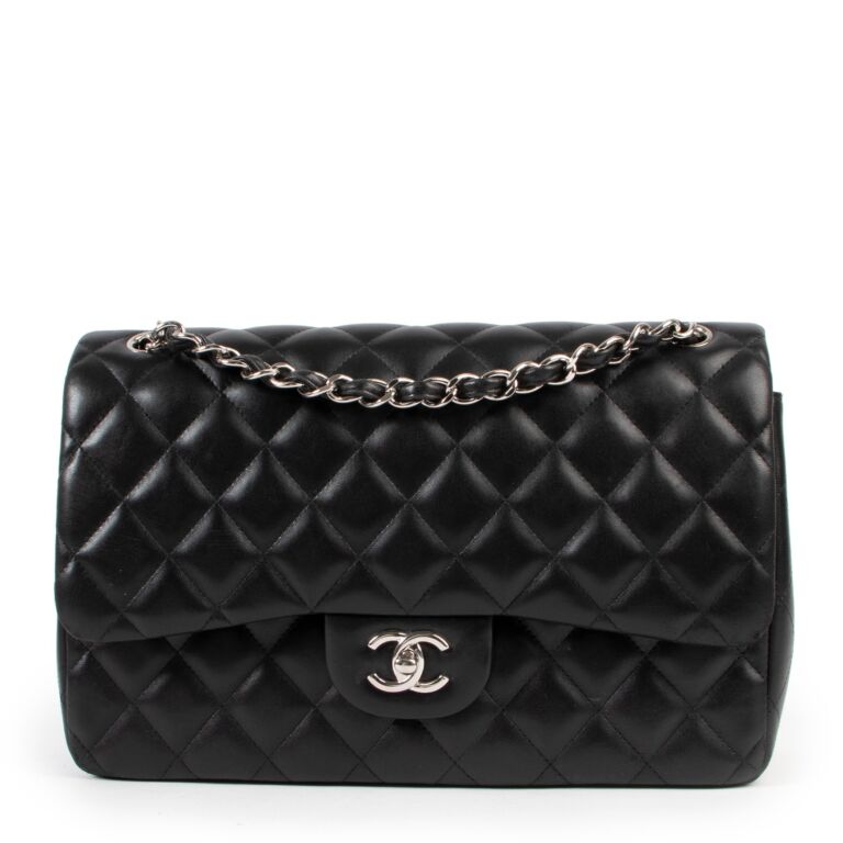 Chanel Classic Double Flap Quilted Patent Leather Silver-tone