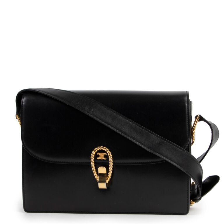 Céline *Celine Triomphe Medium Messenger Bag Black PVC Leather Shoulder Bag  ref.714292 - Joli Closet