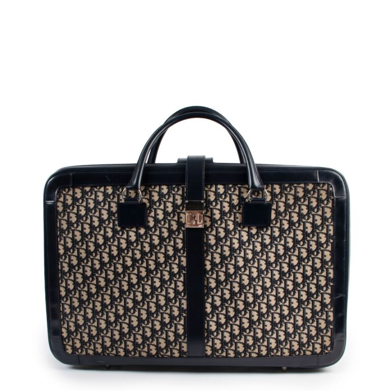 Christian Dior Vintage Oblique Monogram Medium Suitcase Labellov Buy and Sell Authentic Luxury