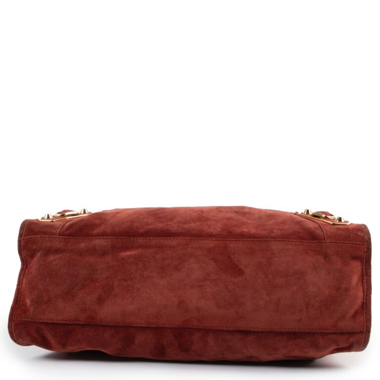 Balenciaga suede bag brown hot sale