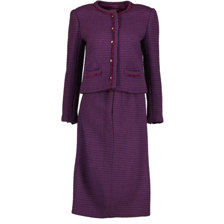chanel tweed jacket purple l