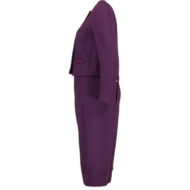 chanel tweed jacket purple l