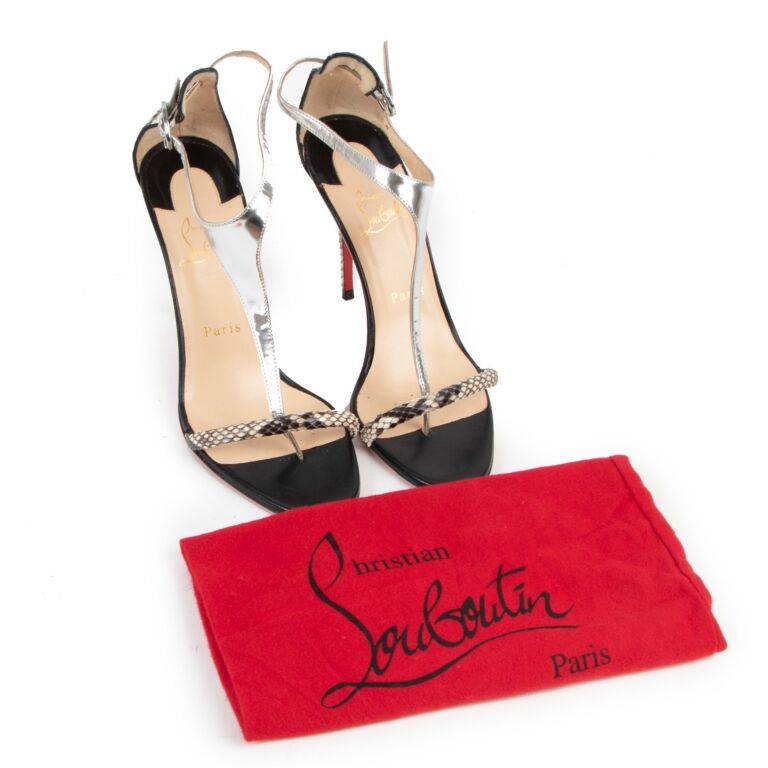 Christian Louboutin Metallic Silver Python Athena Alta 100