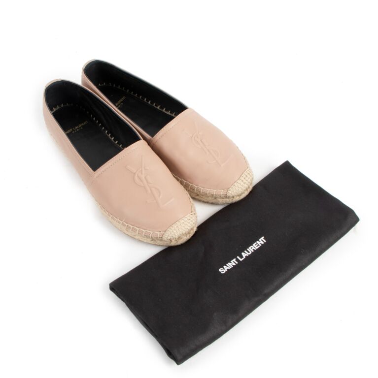 Saint Laurent Nude Monogram Lambskin Espadrilles Size 36 5