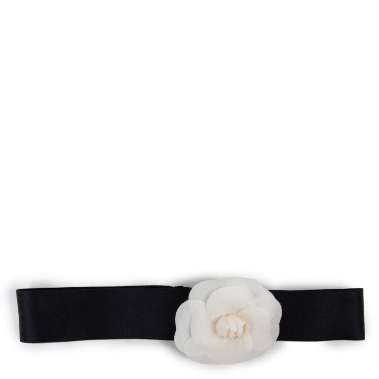 Chanel Black Satin White Camellia Headband ○ Labellov ○ Buy and Sell  Authentic Luxury