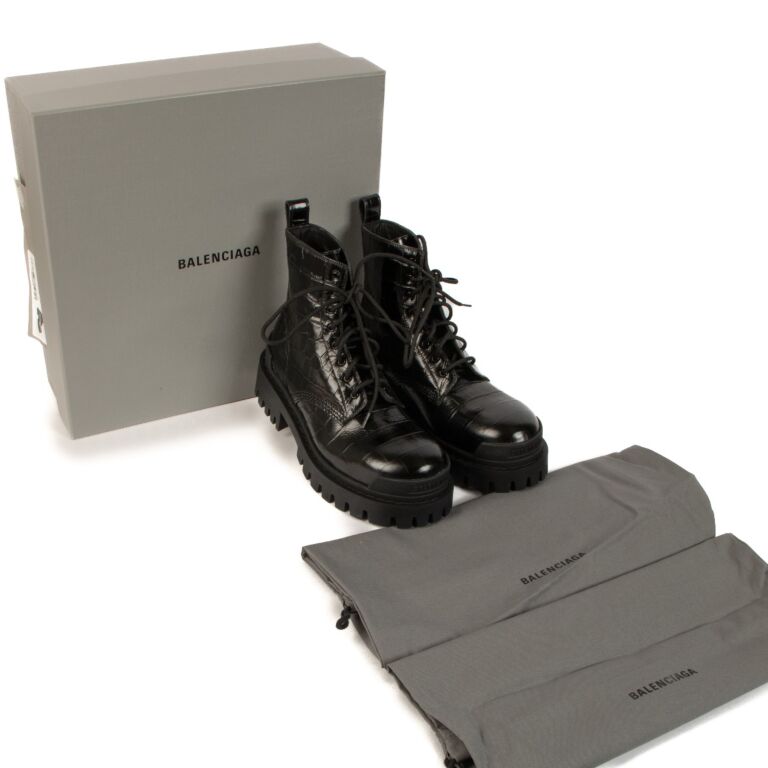 Balenciaga Black Crocodile Effect Strike Boots Size 38 Labellov Buy and Sell Authentic Luxury