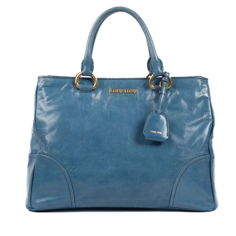 バッグ Archive miu miu leather hand bag blue Miu Miu Teal Blue Leather Satchel ○ Labellov ○ Buy and