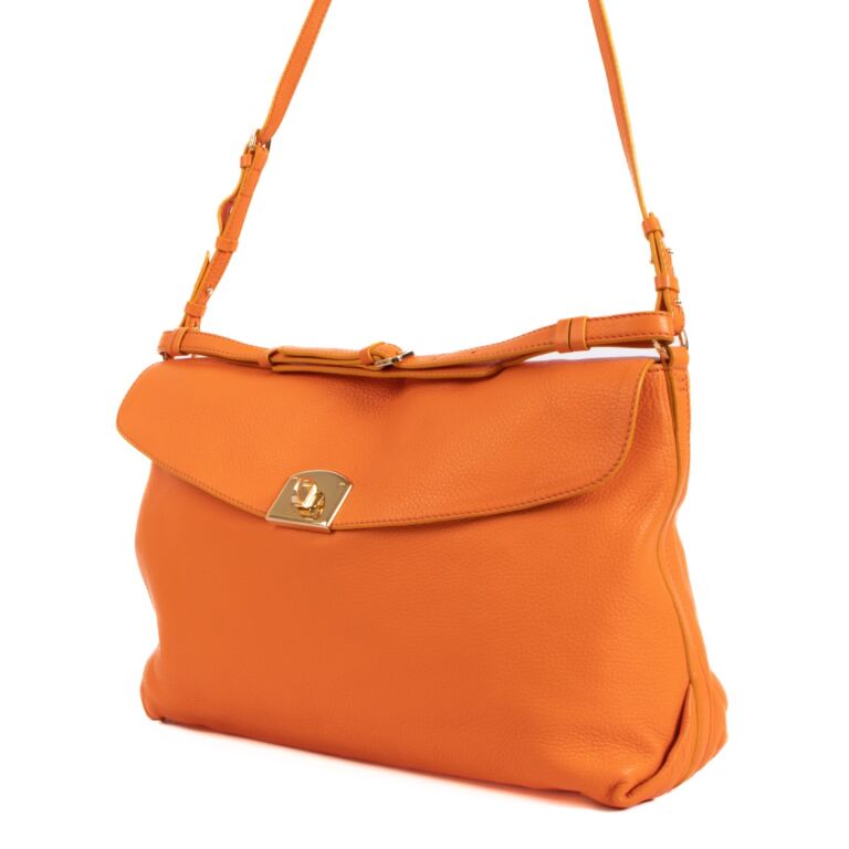 Sergio Rossi Viva Soft Orange Shoulder Bag Labellov Buy and