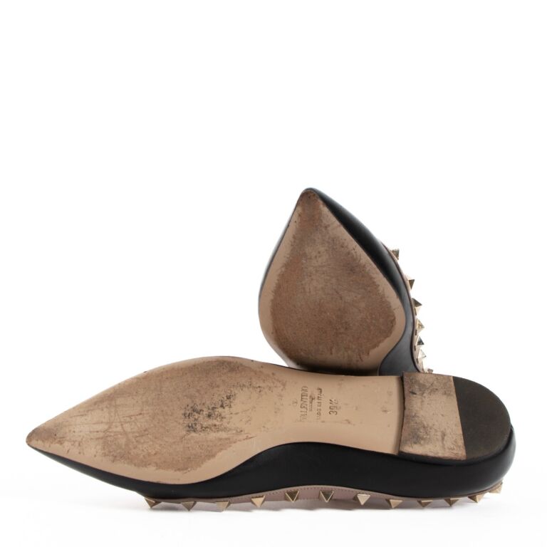 Valentino cage rockstud leather ballerina flat cheap