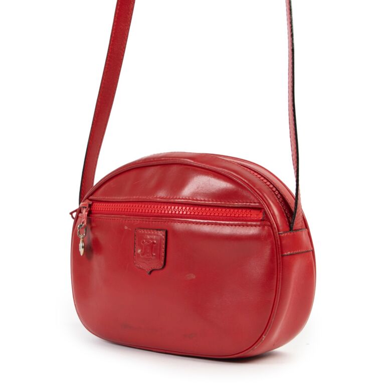 Celine Vintage Red Leather Crossbody Bag ○ Labellov ○ Buy