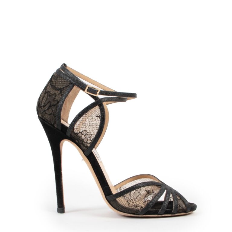 Jimmy choo black lace heels online