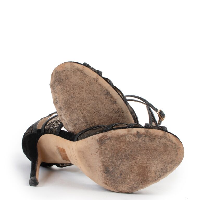 【ラッピング無料】 Size - Sandals Lace Black Fitch Choo Jimmy 38 Labellov ○ 靴