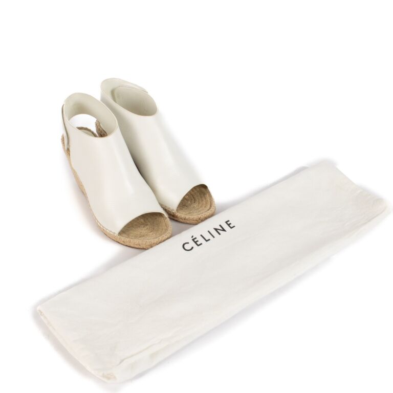 Celine White Wedge Heel Sandals - Size 38 ○ Labellov ○ Buy