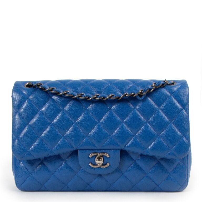 Chanel Blue Caviar Jumbo Classic Flap Bag Labellov Buy and