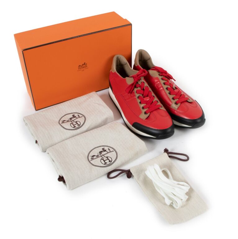 Hermes shoes red 2025