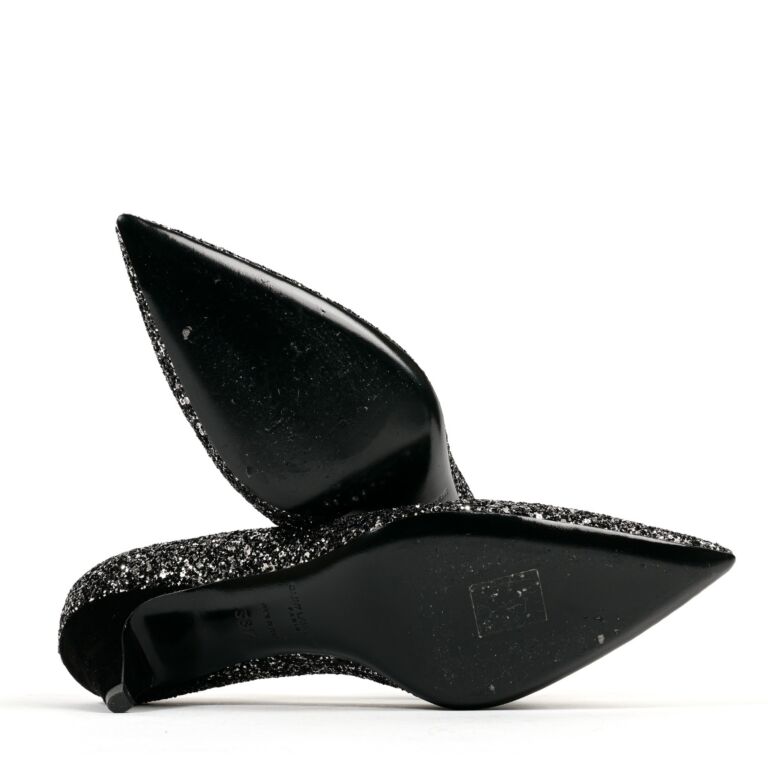 Saint Laurent Black Opyum Crystal Embellished Logo Heel