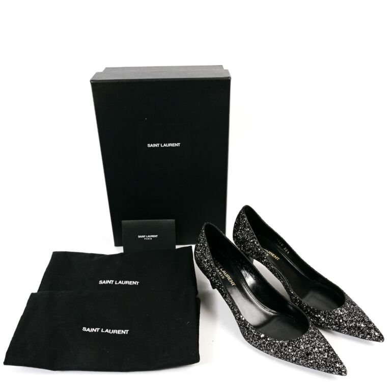 YSL Tribute Yves Saint Laurent Black Embossed Leather Sandal Heels 38.5 |  eBay
