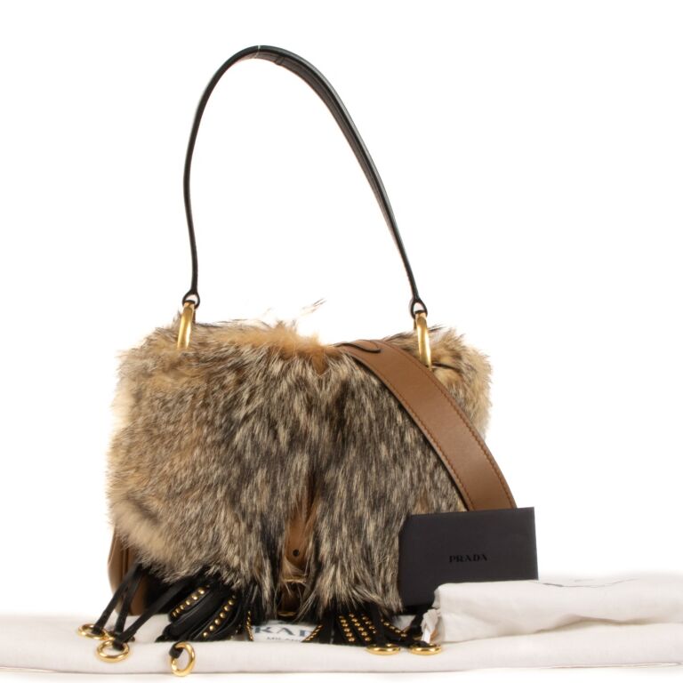 Prada Naturale Fox Fur City Calf Corsaire Bag Labellov Buy
