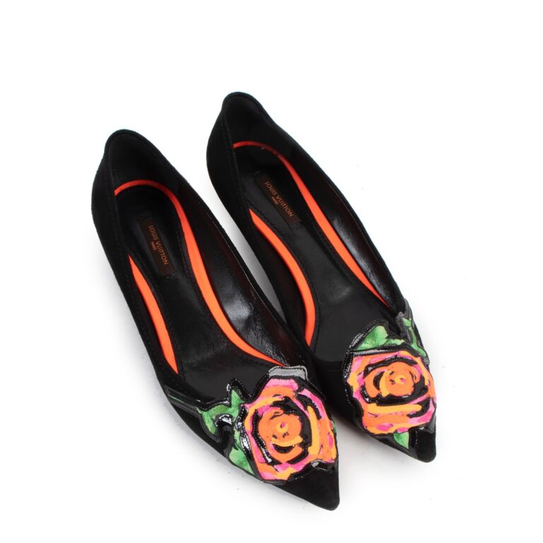 Louis Vuitton Black Suede Stephen Sprouse Rose Kitten Heels - size