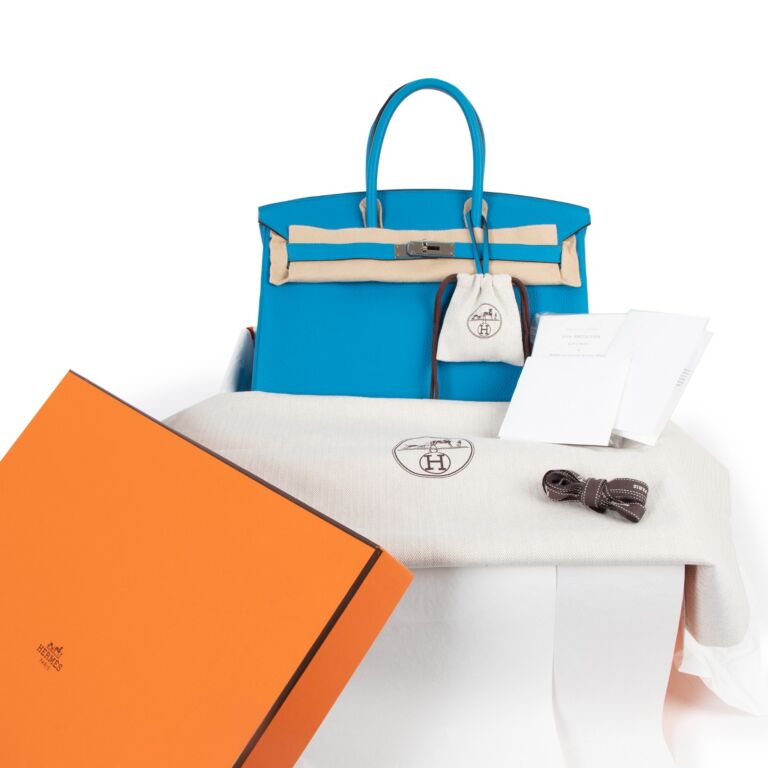 Hermes Blue Zanzibar Birkin 35 Bag at 1stDibs