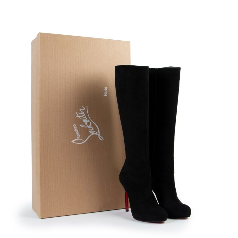 Christian louboutin black suede boots discount