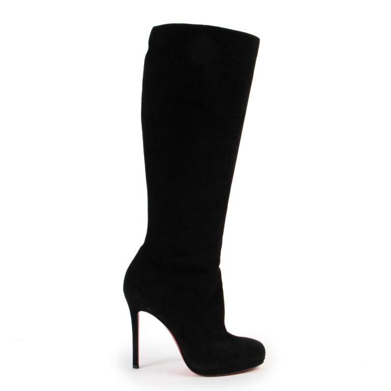 Christian louboutin black suede boots discount