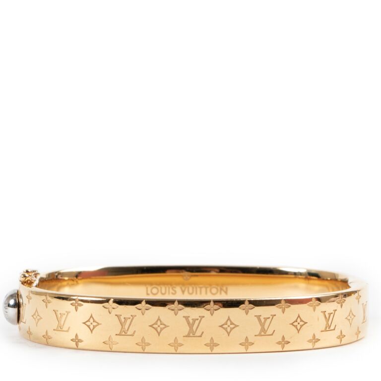 Louis Vuitton Nanogram Cuff Gold Bracelet Size S Labellov