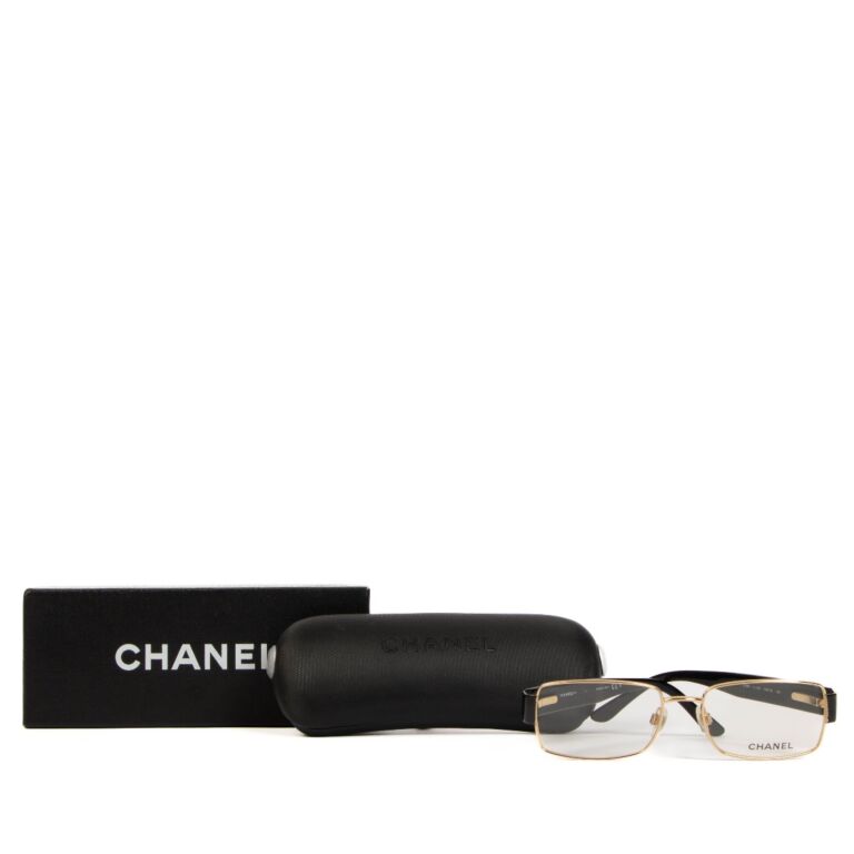 Chanel Black and Gold 2088 CC Quilting Optical Glasses ○ Labellov