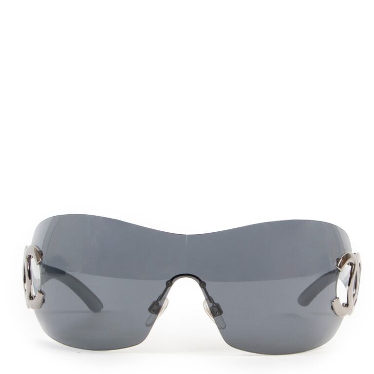 Sunglasses: Shield Sunglasses, acetate & technical satin — Fashion