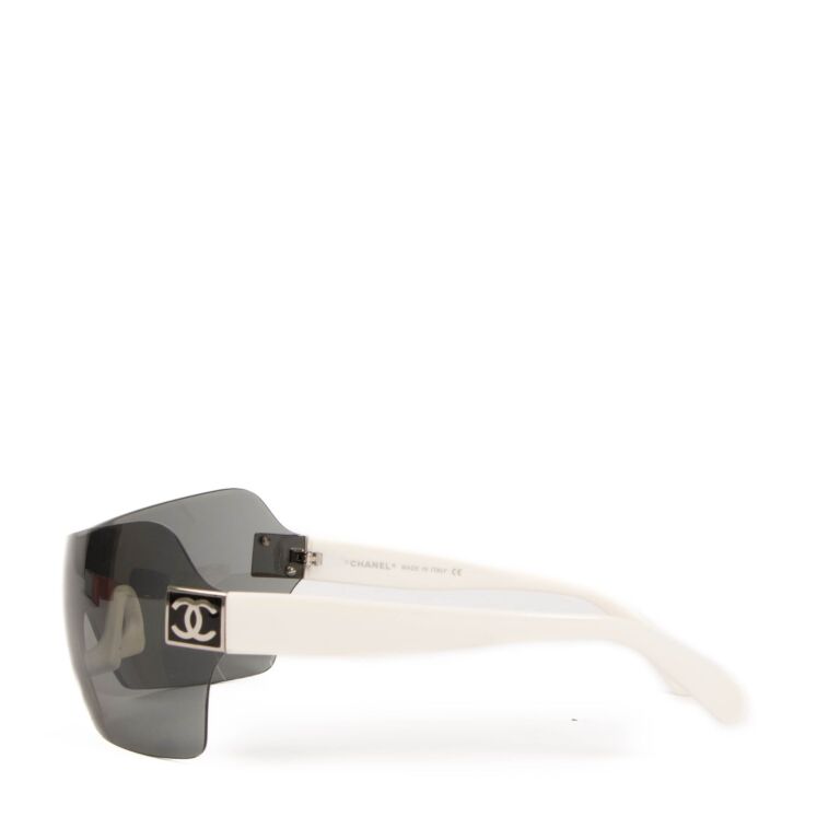 Chanel Black and White 4109 Shield Sunglasses ○ Labellov ○ Buy and Sell  Authentic Luxury